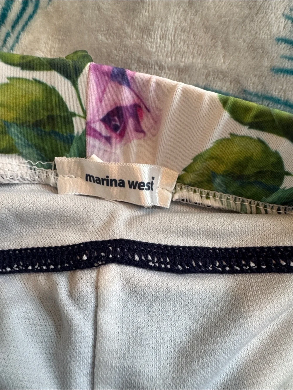 Navy Floral-Trim Two-Piece Swim Set